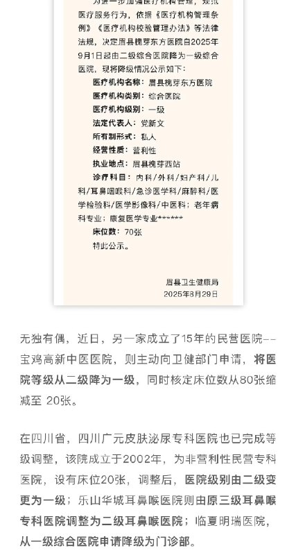 大批医院宣布降级、退出医保 source大批医院宣布降级、退出医保 source