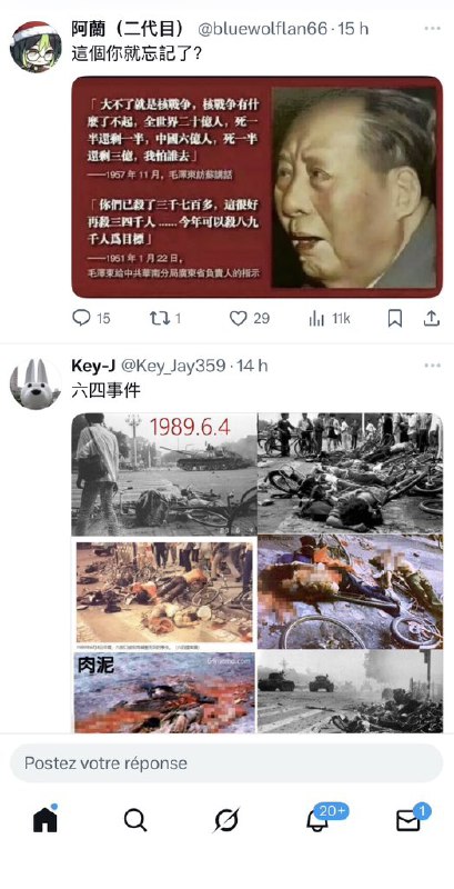 ziyousuiwo（随时更新中国新闻评论） (Twitter)今天中国驻英国大使馆在x发布纪念南京大屠杀纪念帖子，但评论区被反贼冲爆了 