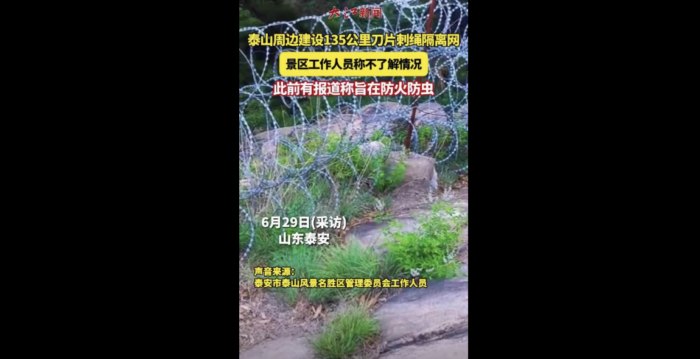 舆论压力下泰山刀片铁丝网拆除 暴露深层问题
