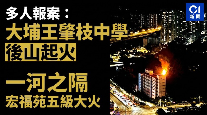 宏福苑五級火｜大埔王肇枝中學後山山火　多人報案　消防撲熄火勢