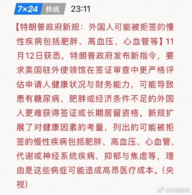 ⁠ 胖子有什么错，都不给美签😂😓via 深蓝财经的微博