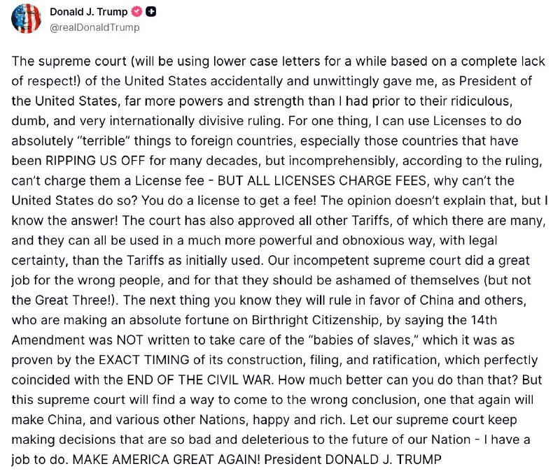 🚨嗯，川粉们，来看看你们粉了一个什么样的疯子唐纳德·J·川普美国最高法院（由于完全缺乏尊重，我将暂时使用小写字母！）无意中赋予了我，作为美国总统，比他们之前荒谬、愚蠢且极具国际分裂性的裁决赋予的权力和力量要大得多
