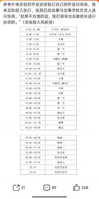 王局拍案，【甘肃中学生的超长作息表