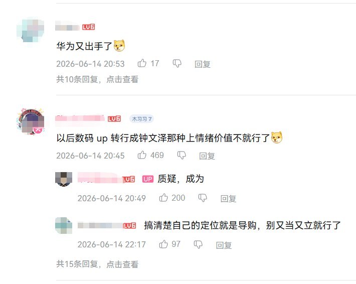 6月14日，B站一名数码区UP主发布视频讨论《网络测评活动规范》，认为治理“夸大宣传、只评不测、商测一体” 有必要，但也担心新规在执行中变成压缩民间测评和负面评价的工具视频中提到，很多数码测评依赖自建模型和真实使用场景，例如高温户外续航、发热、系统体验等，这些未必能完全套用国标或实验室检测如果平台收到厂商或竞争对手举报，可能出于避责先下架、限流或封禁内容评论区也有网友表示担心“以后数码UP转行成中文泽那种上情绪价值就不行了”“实际上就是利好厂商”“肯定能起到他原本想要的作用