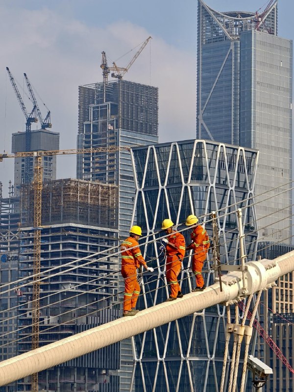 4月22日早高峰，广州一名男子爬上猎德大桥顶部，一度引发交通拥堵，其后被劝阻从桥上下来