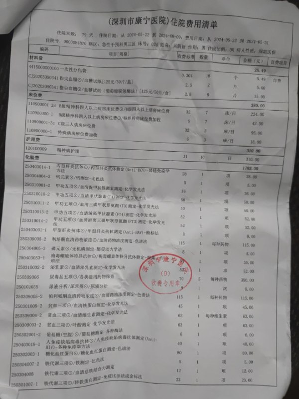 1. 2023年3月从欧洲回深圳，后被派出所监视居住，2024年5月因为在網上骂了句派出所和說了些参加过反送中的话，去派出所办事时被条子检查手机時发现了，条子拍照并打印作为犯罪证据，然後被审问了一天，出来后就被國安嚴密监控，5月20日，他們派妈和妹来和我同吃同住监控我，她們來時我覺得房间太小，住不下，我赶走了她们，第二天逛街時被深圳大浪派出所绑到精神病中心了，回國時帶的錢和護照差點被我媽和派出所沒收，在精神病院关了三个月，吃了三個月藥，查一點死在裡面，在裡面做了很多次驗血和器官配對，因年齡偏大逃過了一劫